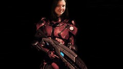 Woman armor mass effect Photo manipulation montage girl with gun