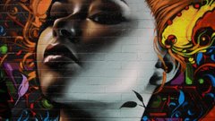 Woman artwork faces colors