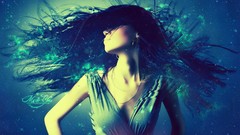 Woman artwork hair toss