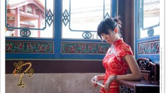 Woman asians bangs chinese dress qipao Cheongsam