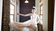 Woman asians brides models Korean wedding dresses Min Seo Hee