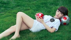 Woman asians football shirt
