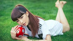 Woman asians football shirt