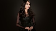 Woman asians long hair brunettes singers black dress Korean 