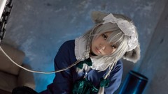 Woman asians maids gray hair touhou animal ears izayoi sakuya 