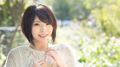 Woman asians short hair aino