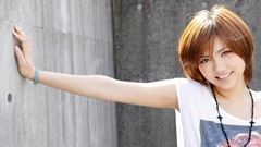 Woman asians smiling brown eyes brunettes models standing jpop 