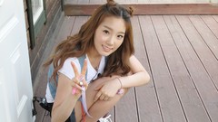 Woman asians smiling long hair brunettes Korean k-pop peace 