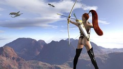 Woman ass Dragons redheads nude digital art cgi fantasy art 3D 