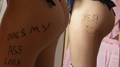 Woman ass funny fat back view mirrors tanga