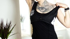 Woman ass tattoos blue hair photo shoot nipples boobs suicide 