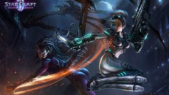 Woman ass wings blondes artwork video games starcraft ii nova 