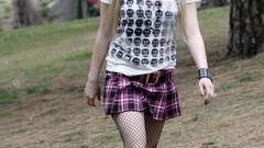 Woman Avril Lavigne fishnet