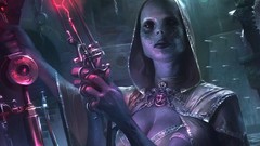 Woman bald laboratory cleavage magic: the gathering artwork 