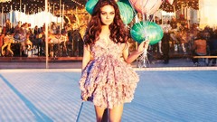 Woman Balloons fashion Actress brunettes mila kunis models Pink 