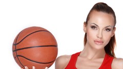 Woman basketball white background brunettes models hazel eyes 