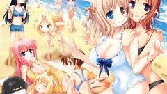 Woman Beaches anime girls heterochromia takei hisa amae koromo 