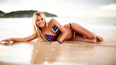 Woman Beaches blondes lying down bikini Alana Blanchard