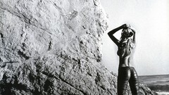 Woman Beaches blondes models grayscale supermodels topless 