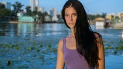 Woman Beaches outdoors black hair ukrainian Femjoy magazine 