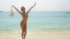 Woman bikini models outdoors