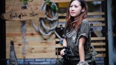 Woman binoculars asians brunettes vietnamese Viet Nam