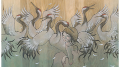 Woman Birds feathers asians