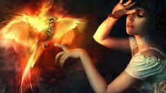 Woman Birds fire phoenix