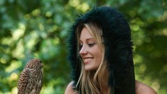 Woman Birds outdoors blondes smiling models hawks Femjoy 