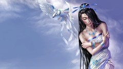 Woman Birds wet artwork