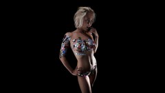 Woman black background blondes Sticker nude