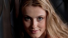 Woman black background faces blondes models Femjoy magazine 