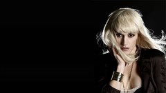 Woman black background gwen stefani bangs