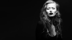 Woman black background monochrome blondes Simple Background 