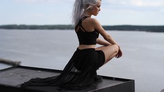 Woman Black Cat blondes mirish