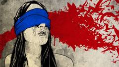 Woman blindfolds digital art