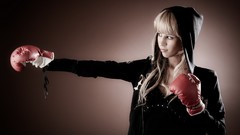 Woman blondes boxing mma boxing gloves