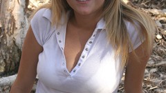 Woman blondes bra decollete