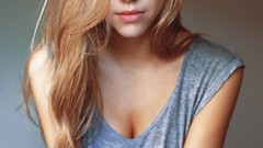 Woman blondes brown eyes cleavage alexis ren