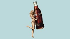 Woman blondes coca-cola smiling bikini coke minimalistic artwork