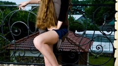 Woman blondes flip flops Virginia Sun