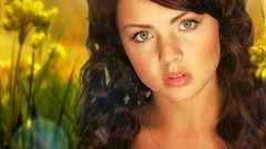 Woman blondes green eyes brunettes singers models curly hair 