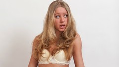Woman blondes models bra panties teen ella Simple Background 