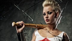 Woman blondes models broken glass baseball bats punk girl