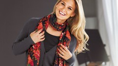 Woman blondes scarfs smiling cardigan freckles models bar 