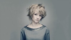 Woman blondes short hair Simple Background marta Chris Turowski