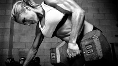 Woman blondes weights bodybuilding fitness Female Bodybuilder