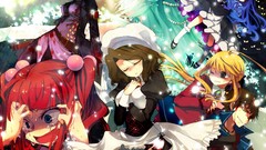 Woman blood dress blue hair anime girls ushiromiya battler 