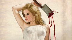 Woman blood Knives Actress blondes emma watson butchers knife