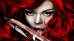 Woman blood Knives Red Sonja Actress licking redheads fantasy 